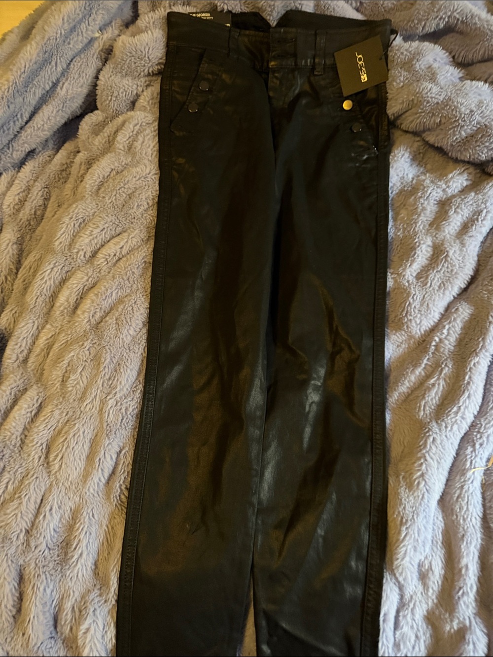 Joe's Jeans Black Coated Skinny Pants with Shiny Finish